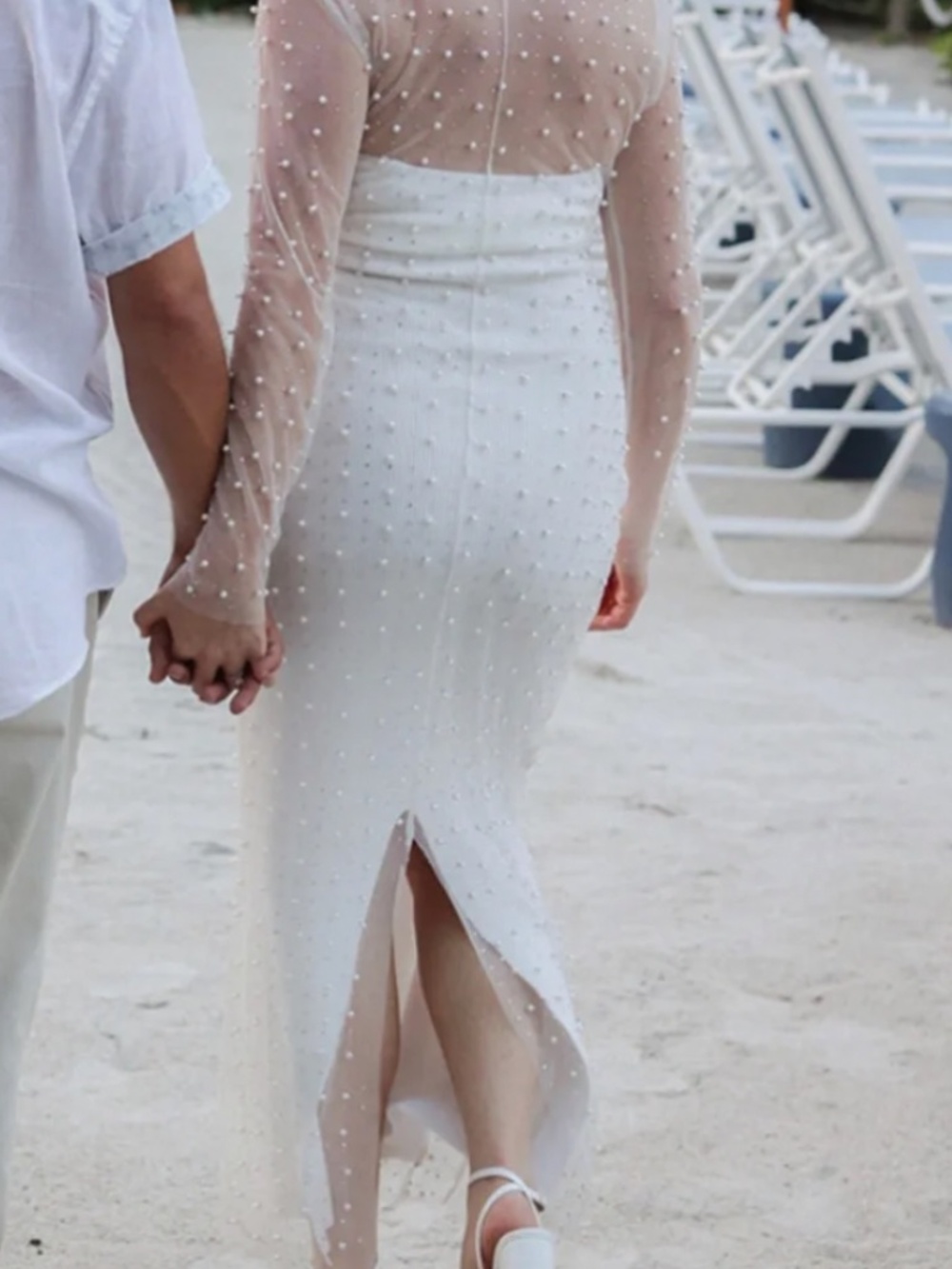 Pearl mesh dress/ coverup